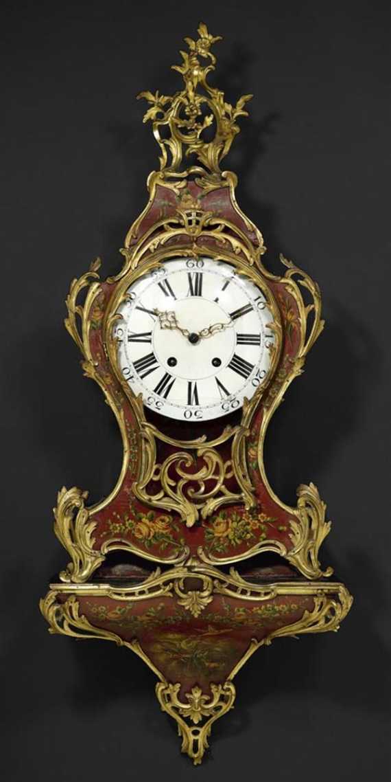 Appraisal: PAINTED WOODEN CLOCK WITH PLINTH Louis XV the case signed