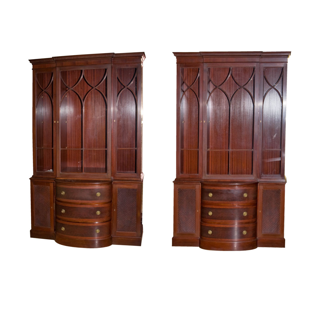 Appraisal: Pair of Georgian Style Mahogany Breakfront Cabinets Height feet inches