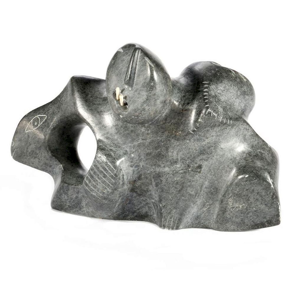 Appraisal: An Inuit Stone Sculpture George Arlook Mother and Child Shamans