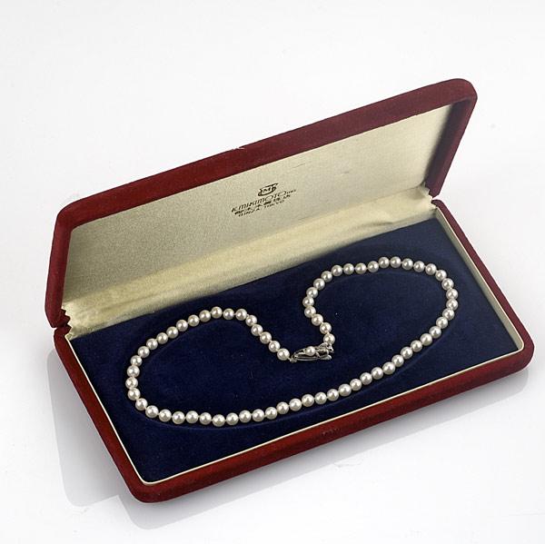 Appraisal: MIKIMOTO PEARL NECKLACE Choker-length strand of mm- mm AA -AA