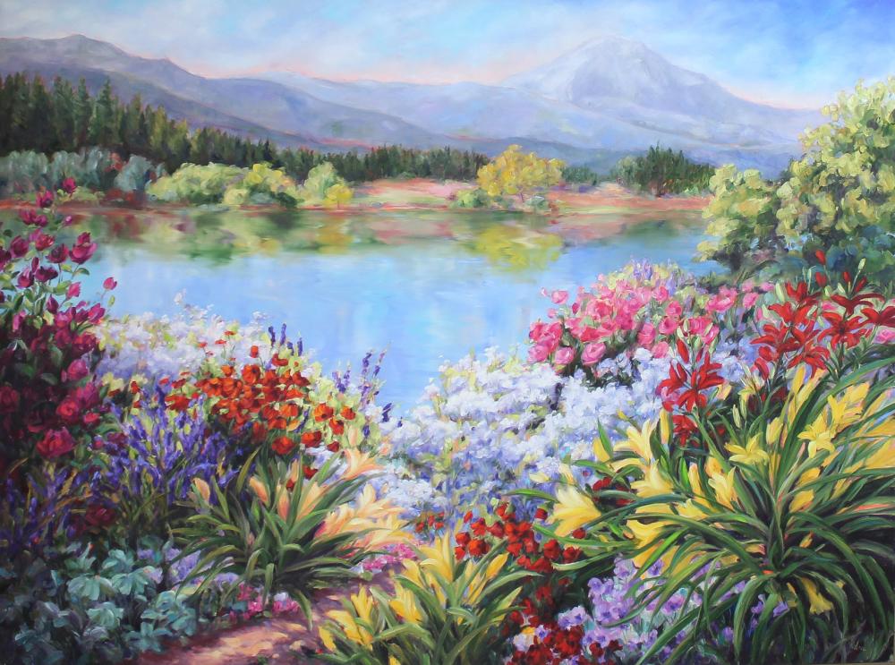 Appraisal: NANCY TONGUE Oregon st century oil on canvas Midsummer Vista