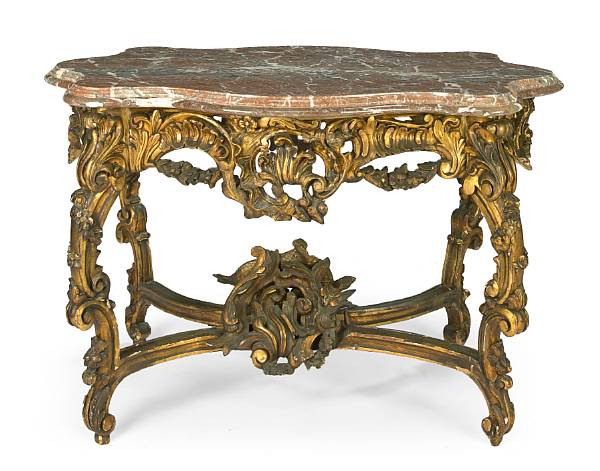 Appraisal: A R gence style carved giltwood table de milieu fourth