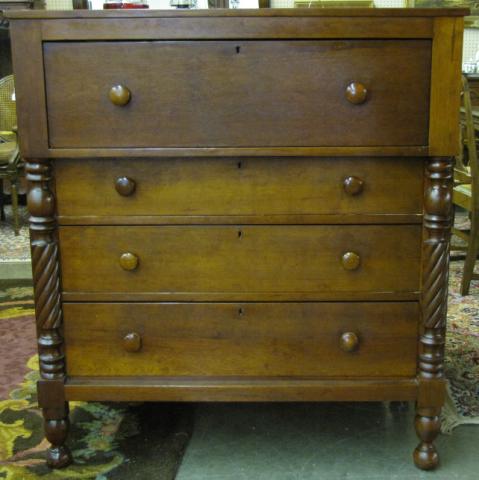 Appraisal: Walnut four drawer dresser with twist columnar front and graduated