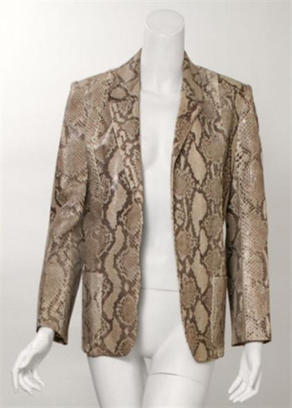 Appraisal: Steven Shatz python jacket s- s Classic notch-collar patch pocket