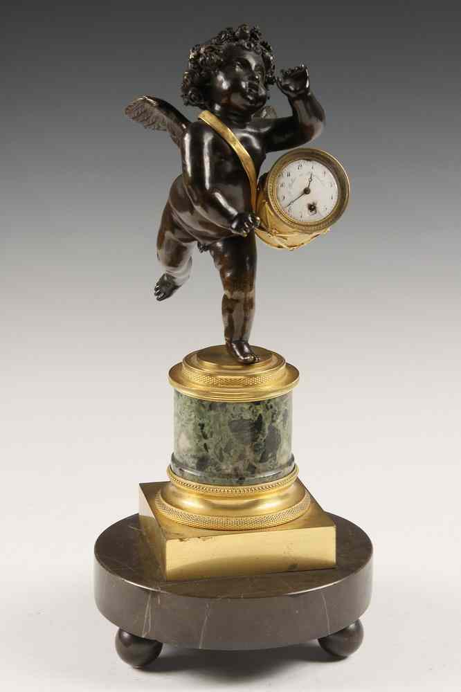 Appraisal: FRENCH BRONZE FIGURAL CLOCK - th c French Bronze Figural