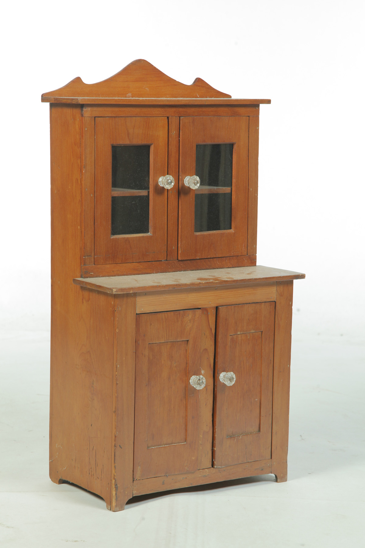 Appraisal: CHILD SIZE STEPBACK CUPBOARD American st quarter- h century Pine