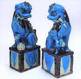 Appraisal: PR Chinese Turquoise Fahua Glaze Porcelain Foo Dog CHINA TH