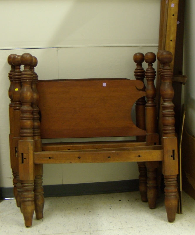 Appraisal: Pair of Turned Cherry Ball-top Beds with rails wd in