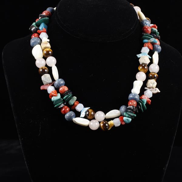 Appraisal: Native American extra long multi beaded fetish necklace with carved