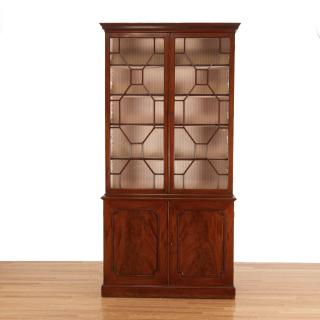 Appraisal: George III style mahogany bookcase cabinet George III style mahogany