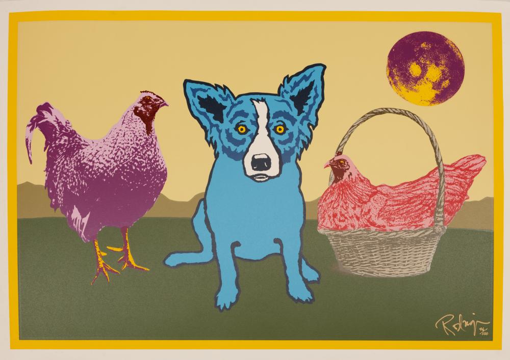 Appraisal: George Rodrigue American Louisiana - Chicken in a Basket silkscreen