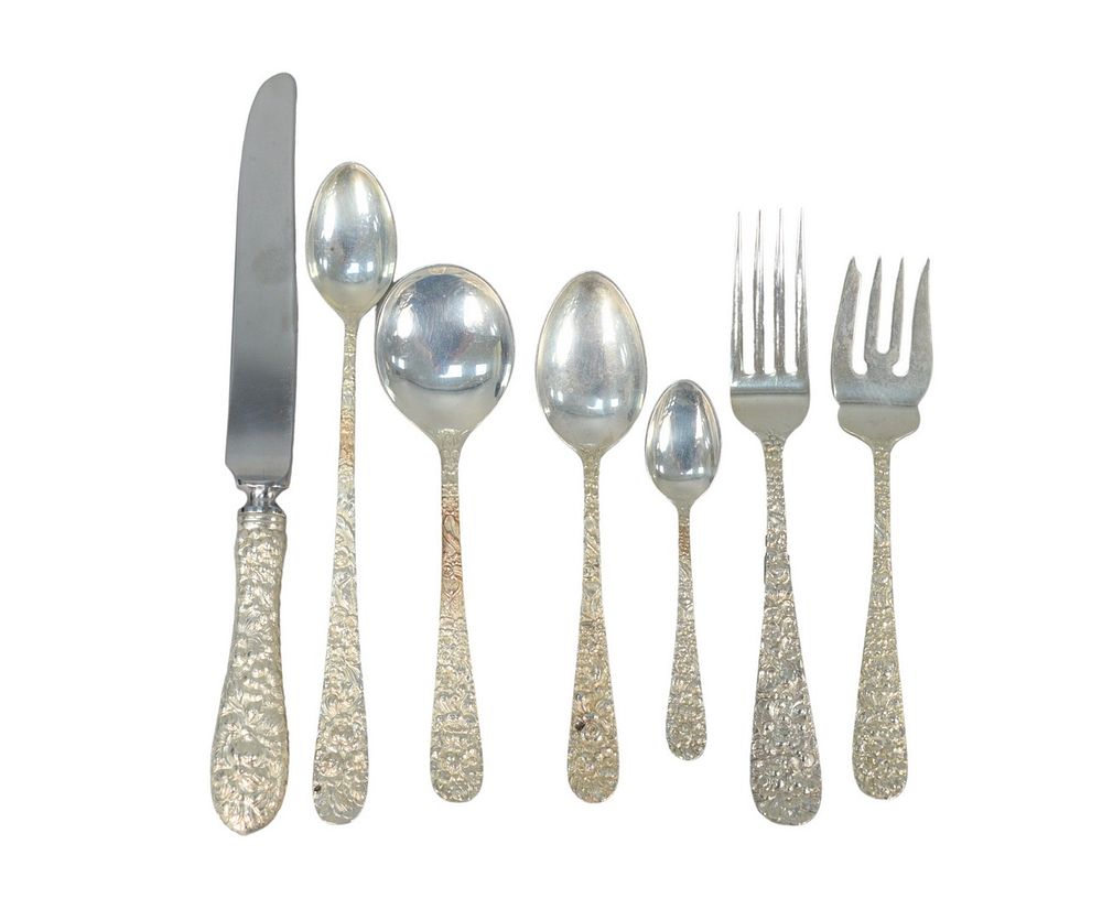 Appraisal: Piece Stieff Sterling Silver Repousse Flatware Set to include iced