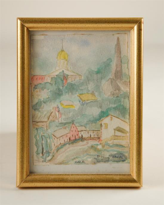 Appraisal: Artist unknown City Scene with Church signed GMCK and dated