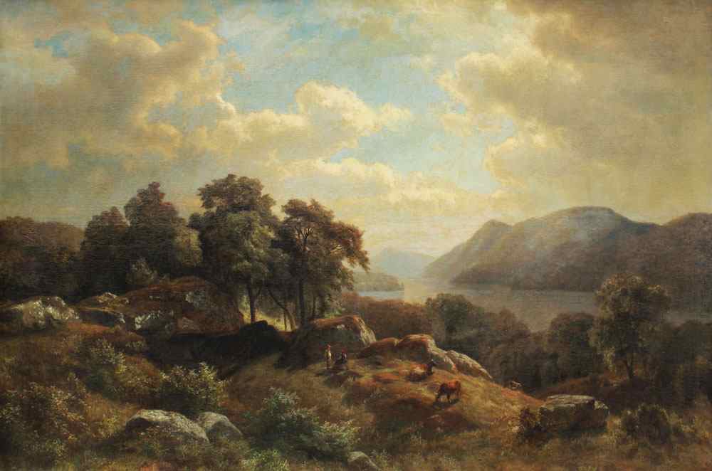 Appraisal: WEBER Paul German - Panoramic Hudson River Landscape with Figures