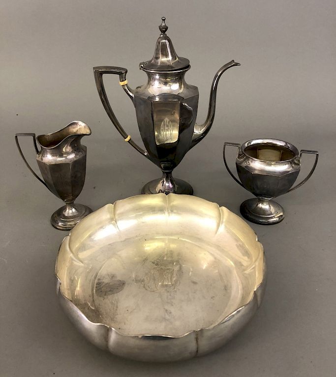 Appraisal: Sterling Silver Coffee Service and Bowl Sterling silver three piece