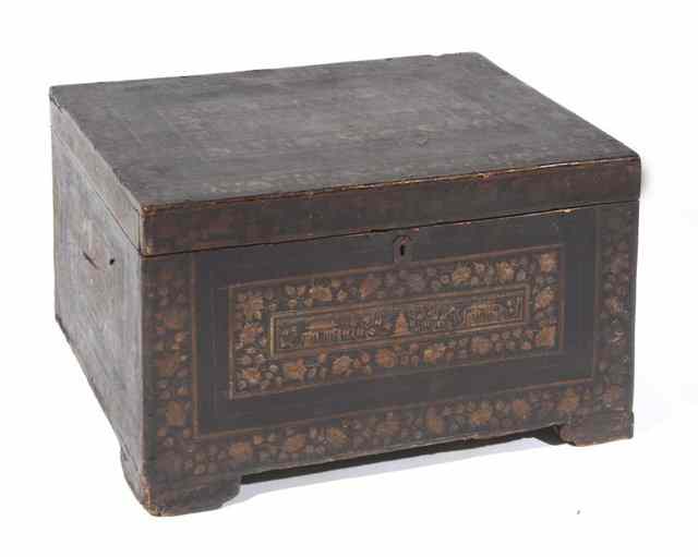 Appraisal: A CHINESE EXPORT LACQUER TRUNK of black ground with gilt