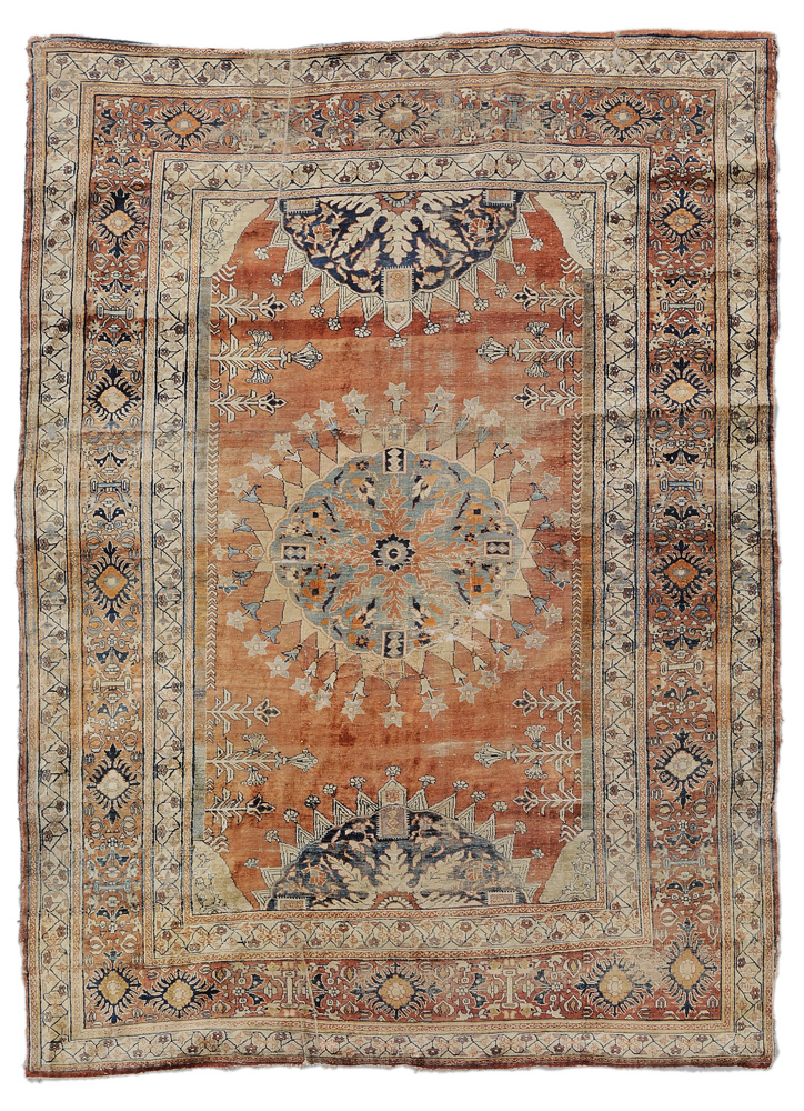 Appraisal: Tabriz Silk Rug Persian th century circular central serrated medallion