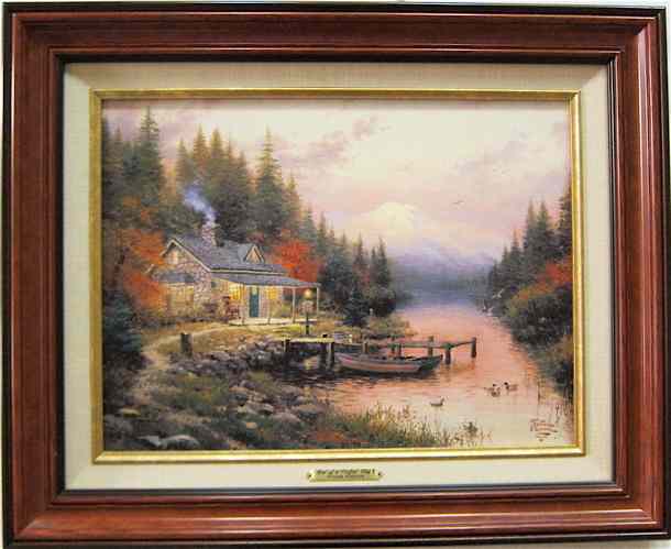 Appraisal: THOMAS KINKADE COLOR PRINT ON MASONITE American th century titled