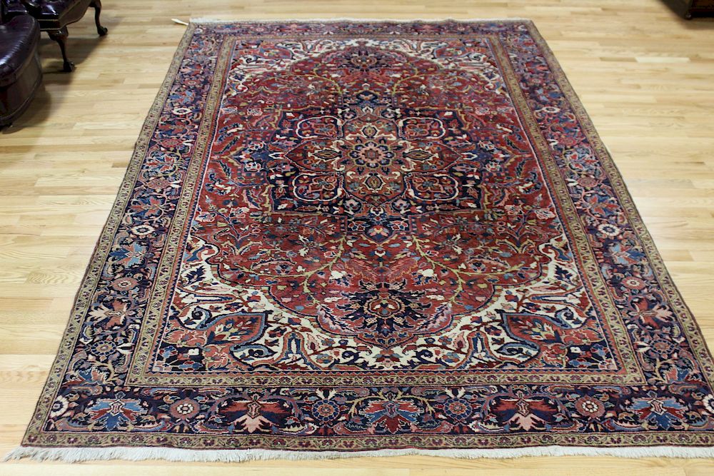 Appraisal: Antique and Finely Hand Woven Heriz Carpet Nice vibrant colors