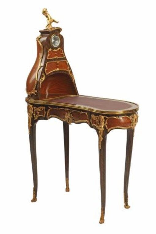 Appraisal: Louis XV style kidney-form writing desk and cartonnier with clock