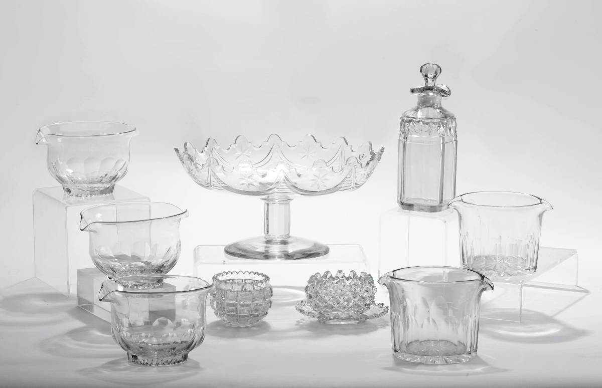 Appraisal: GROUP OF ENGLISH CUT-GLASS TABLE OBJECTS Comprising a set of