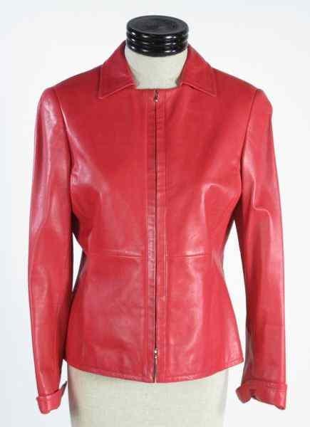 Appraisal: Hot Pink Leather Jacket Akrisdesigned as a classic leather biker