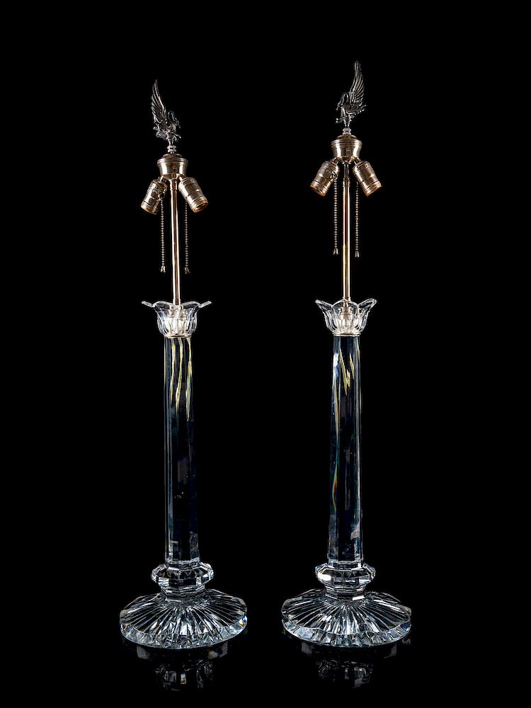 Appraisal: A Pair of Contemporary Cut Glass Lamps SECOND A Pair