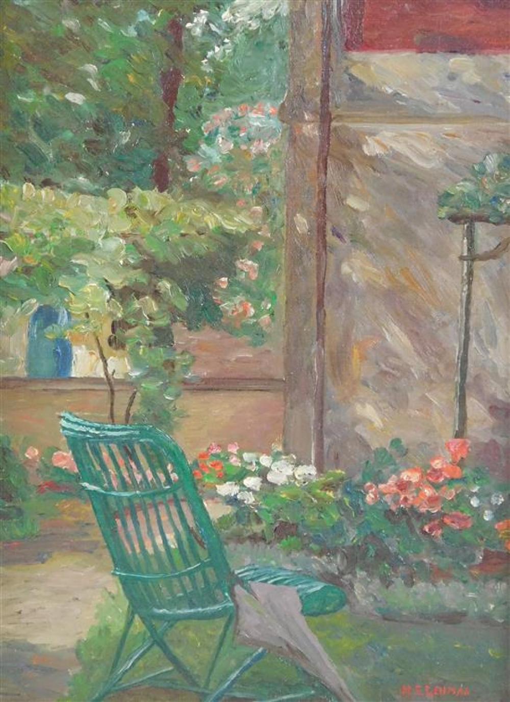 Appraisal: Mildred Gehman American - oil on board garden scene with