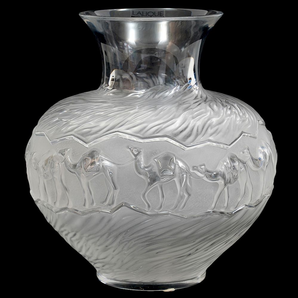 Appraisal: Lalique Crystal Ghardaia Camel Vase Crystal Lalique Ghardaia Vase with