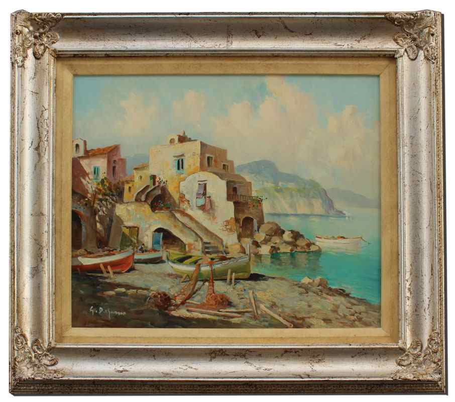 Appraisal: ILLEGIBLY SIGNED ITALIAN COASTAL SCENE '' x '' signed lower