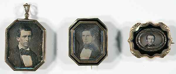 Appraisal: Daguerreian Jewelry Three Pieces of Daguerreian Jewelry Featuring Portraits of