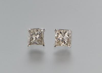 Appraisal: A Pair of Princess Cut Diamond Studs k white gold