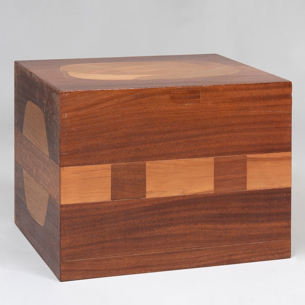 Appraisal: Louis David Designed Cubist Style Mahogany and Cherry Parquetry Pedestal