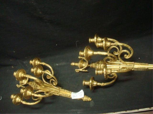 Appraisal: Pair of Bronze Arm Sconces from a N Bergen NJ