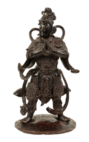 Appraisal: A CHINESE BRONZE STANDING FIGURE OF GUANDI Ming th th