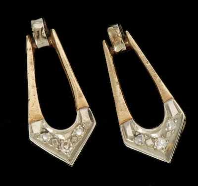 Appraisal: A Pair of Gold and Diamond Clip Earrings k yellow