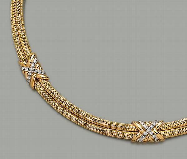 Appraisal: A diamond and eighteen karat gold double strand necklace weighing