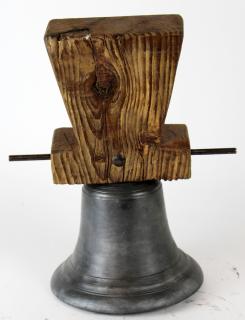 Appraisal: Antique French cast iron church bell with wood housing h