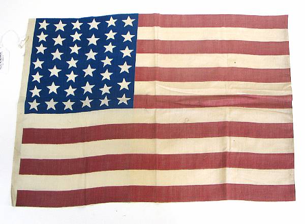 Appraisal: An American star flag printed on linen dimensions x in