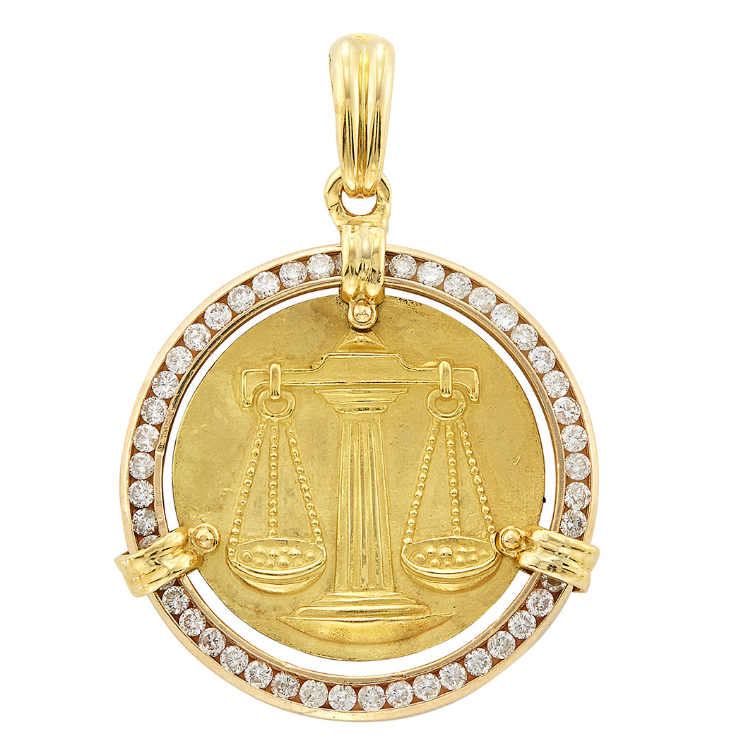 Appraisal: Gold and Diamond Pendant Fred Paris kt round diamonds ap