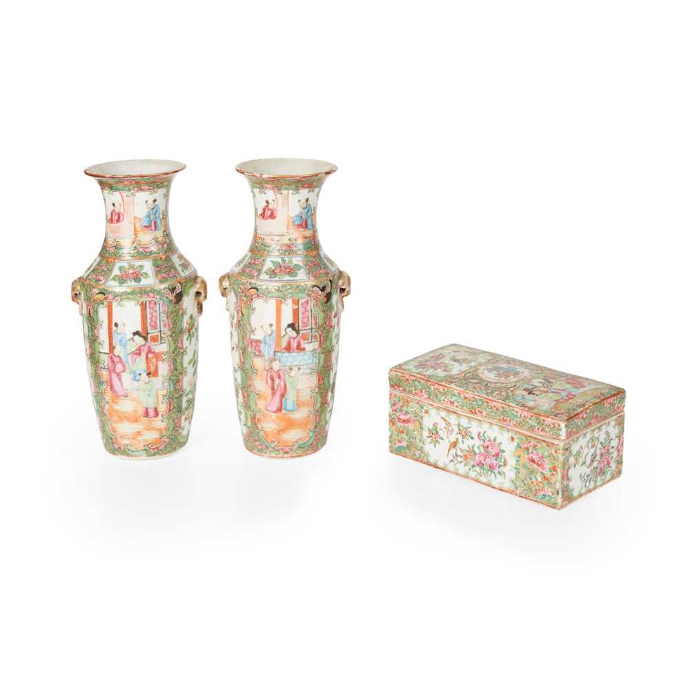 Appraisal: GROUP OF THREE CANTON FAMILLE ROSE WARES QING DYNASTY TH