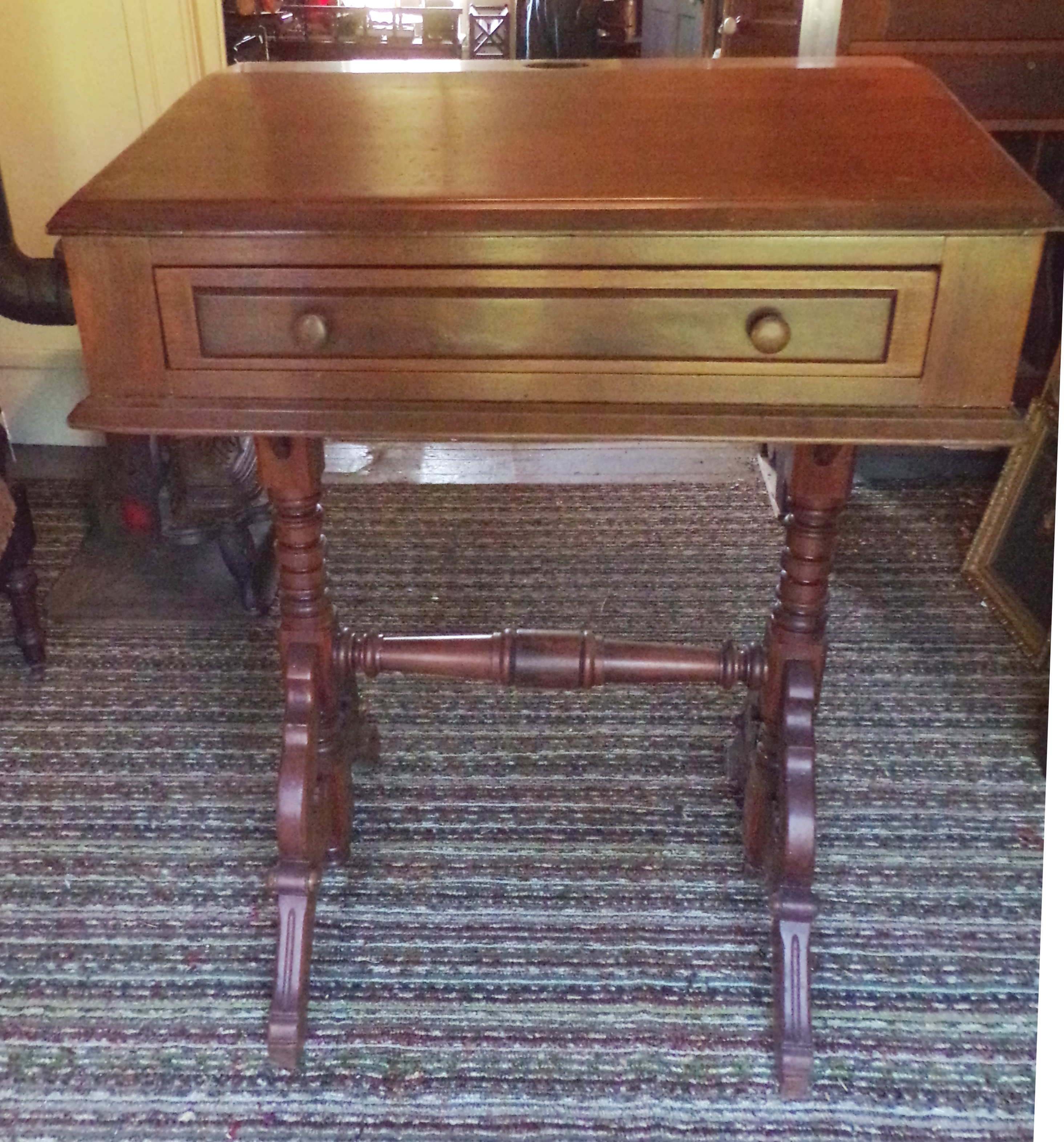 Appraisal: Double scribe walnut and mixed woods desk x x ''