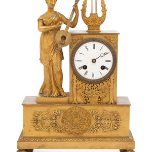 Appraisal: A French Gilt Bronze Figural Mantel Clock Movement by Japy