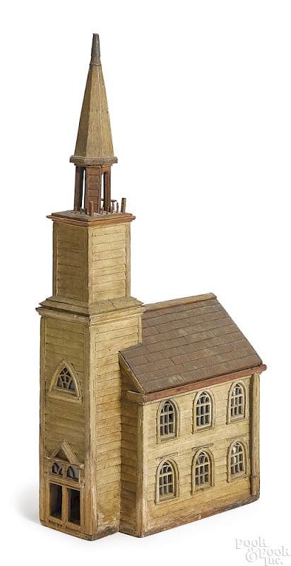 Appraisal: Nicely detailed painted wood church model Nicely detailed painted wood