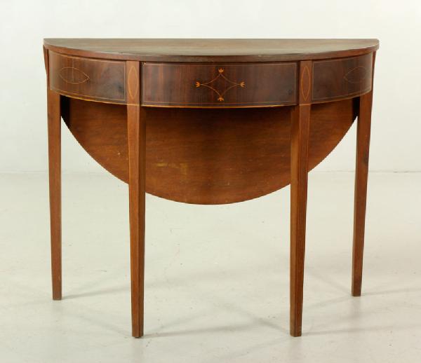 Appraisal: - Mahogany Demilune Drop Leaf Table Demilune drop leaf table