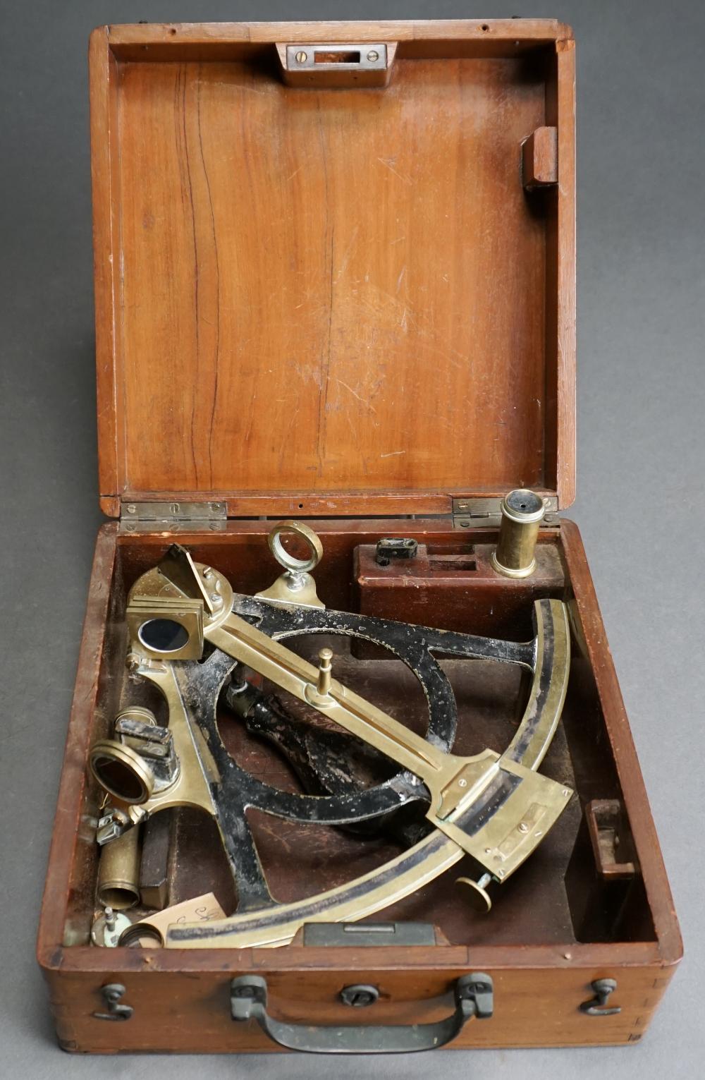 Appraisal: BRASS SEXTANT IN WOOD CASEBrass Sextant in Wood Case