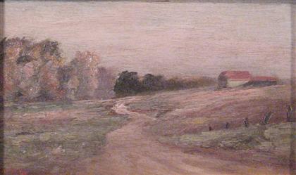 Appraisal: AMERICAN SCHOOL th century LANDSCAPE Initialed bottom left corner oil