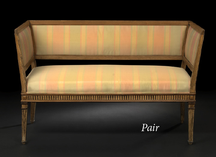 Appraisal: Pair of Louis XVI-Style Fruitwood Box Settees third quarter th