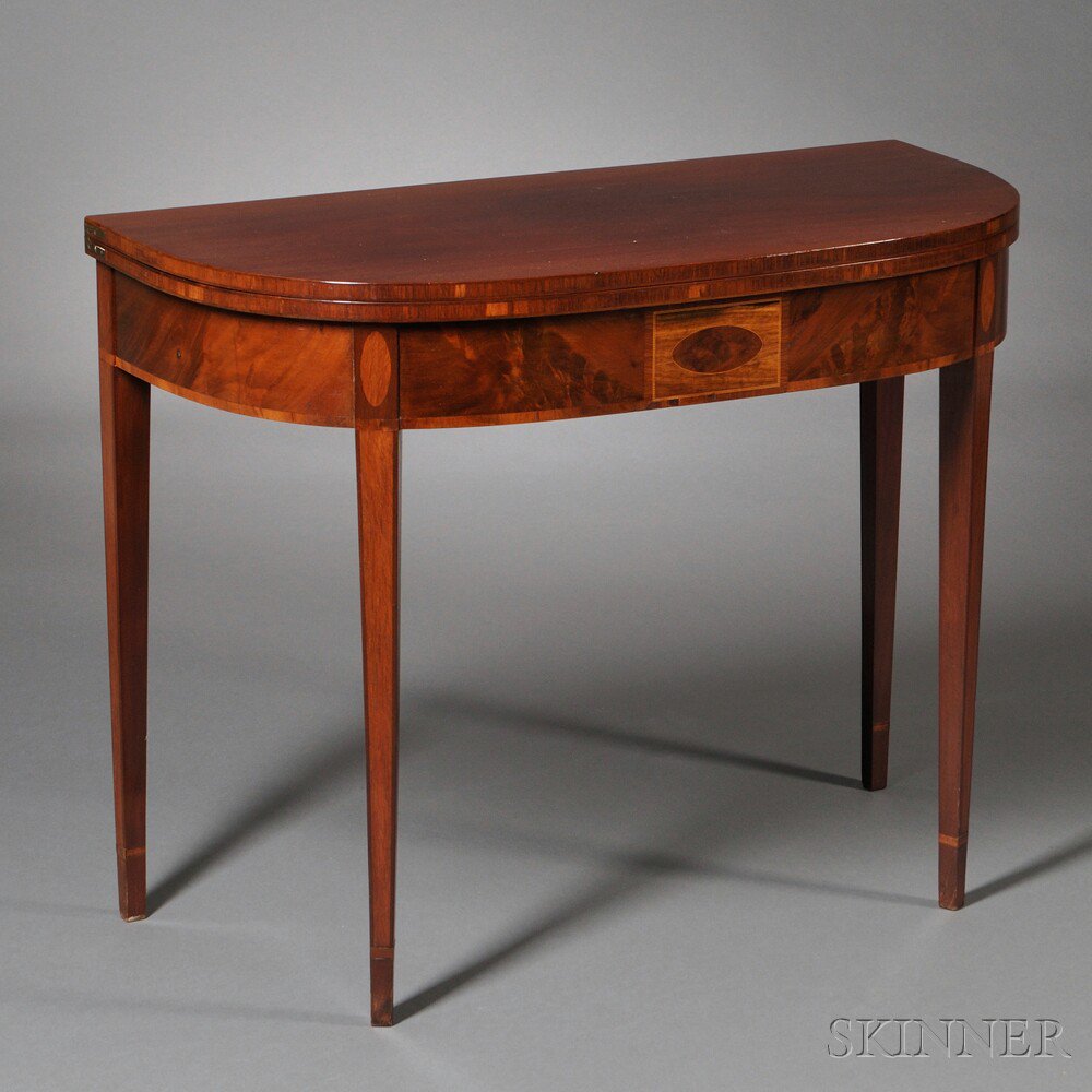 Appraisal: Federal Mahogany and Mahogany Veneer Inlaid Card Table Massachusetts c