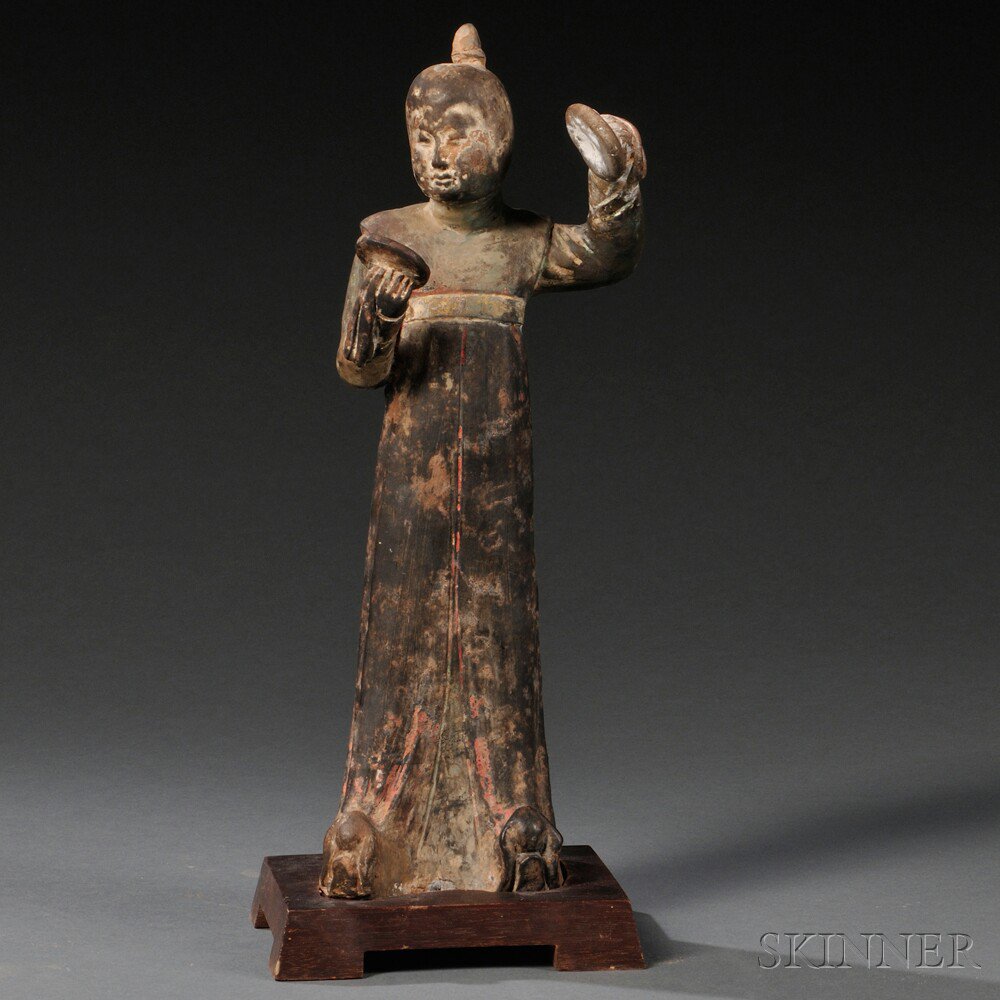 Appraisal: Painted Pottery Figure of Musician China Tang Dynasty style depicting